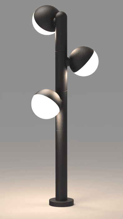 Swivel Ball Triple-Head Lawn Light