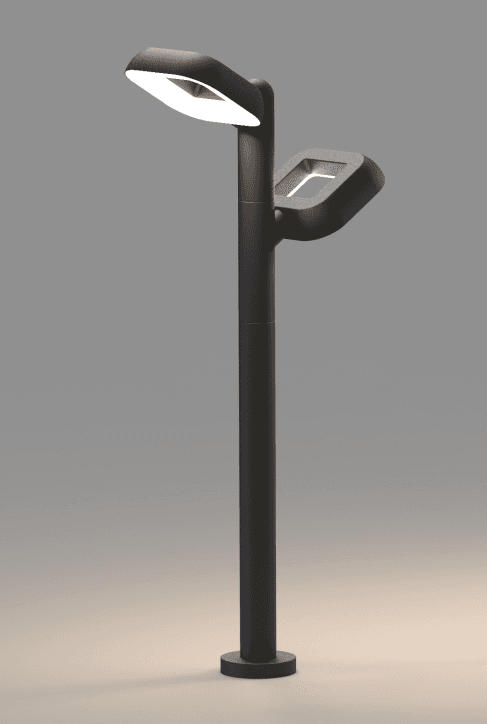 Swivel Square-Arc Dual-Head Lawn Light